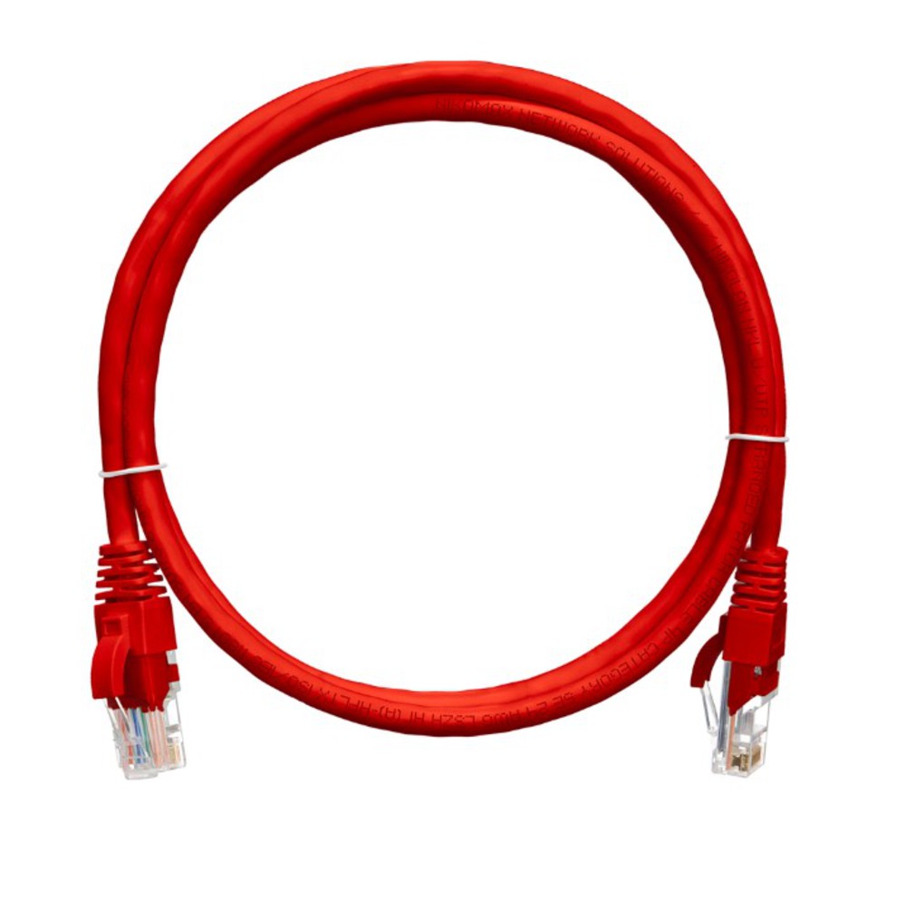 NMC-PC4UD55B-020-RD - Коммутационный шнур NIKOMAX U/UTP 4 пары, Кат.5е (Класс D), 100МГц, 2хRJ45/8P8C, T568B, заливной, с защитой защелки, многожильный, BC (чистая медь), 24AWG (7х0,205мм), PVC нг(А), красный, 2м