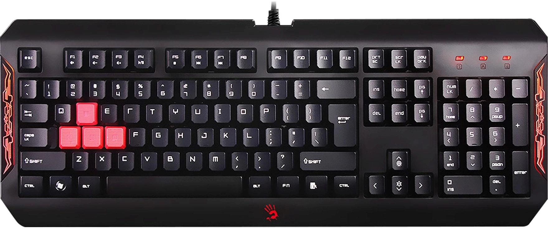 Клавиатура A4Tech Q100 черный USB for gamer LED (Q100 USB) кабель 1.8м