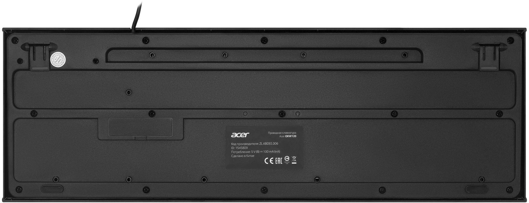 Клавиатура Acer OKW120 черный USB Multimedia (ZL.KBDEE.006) кабель 1.8м