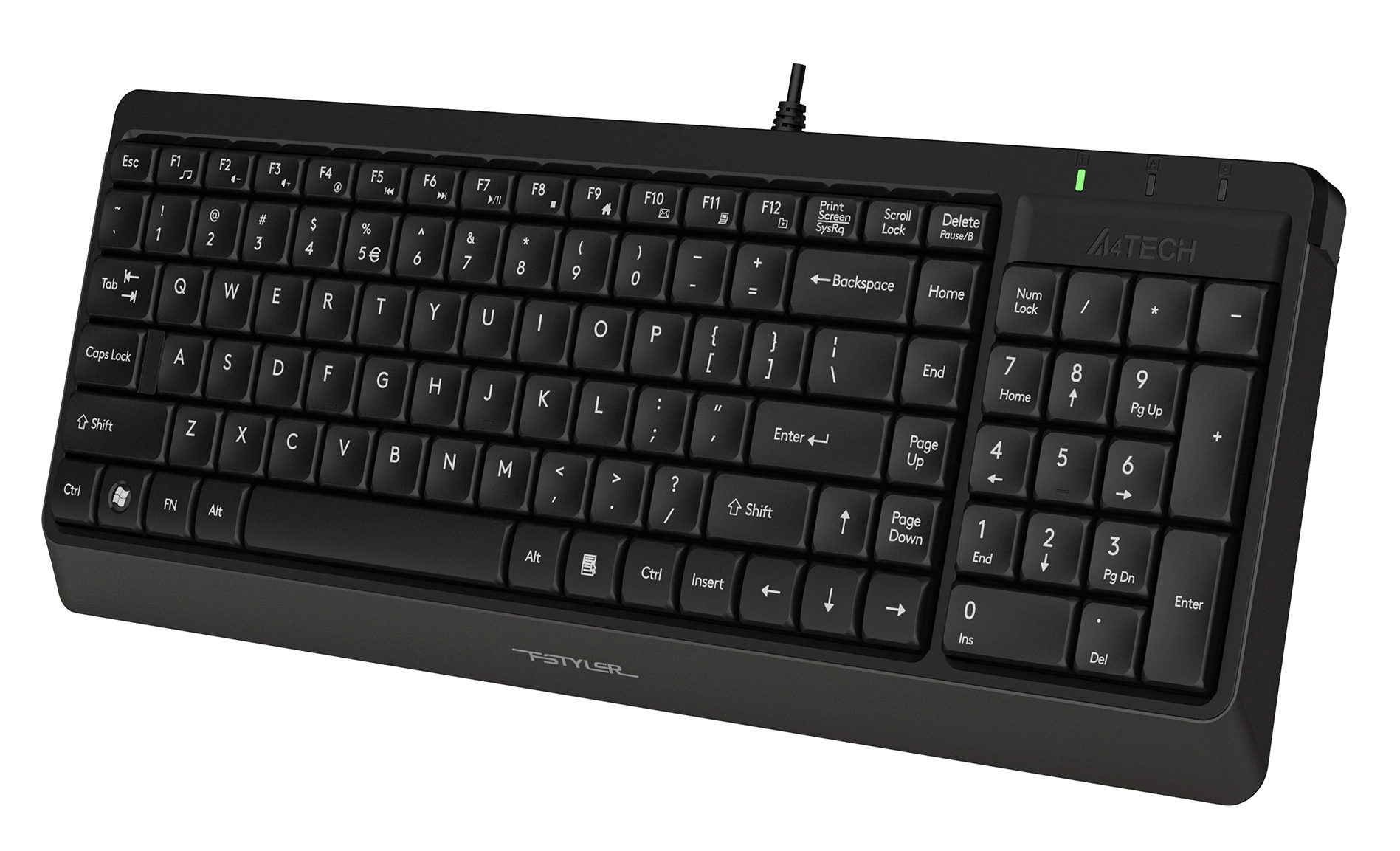 Клавиатура A4Tech FK15 черный USB (FK15 BLACK) кабель 1.5м