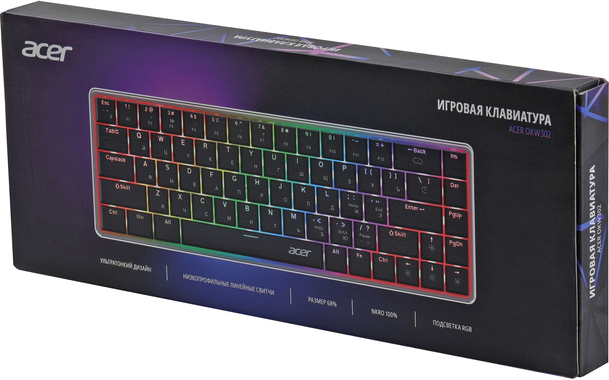 Клавиатура Acer OKW302 механическая серебристый USB Multimedia for gamer для ноутбука LED (ZL.KBDCC.01C) кабель 1.8м