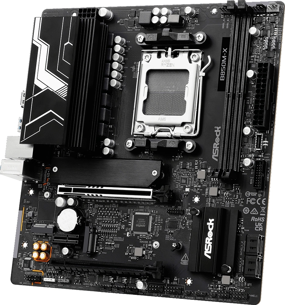 Материнская плата Asrock B850M-X R2.0 Socket AM5 AMD B850 2xDDR5 mATX AC`97 8ch(7.1) 2.5Gg RAID+HDMI+DP