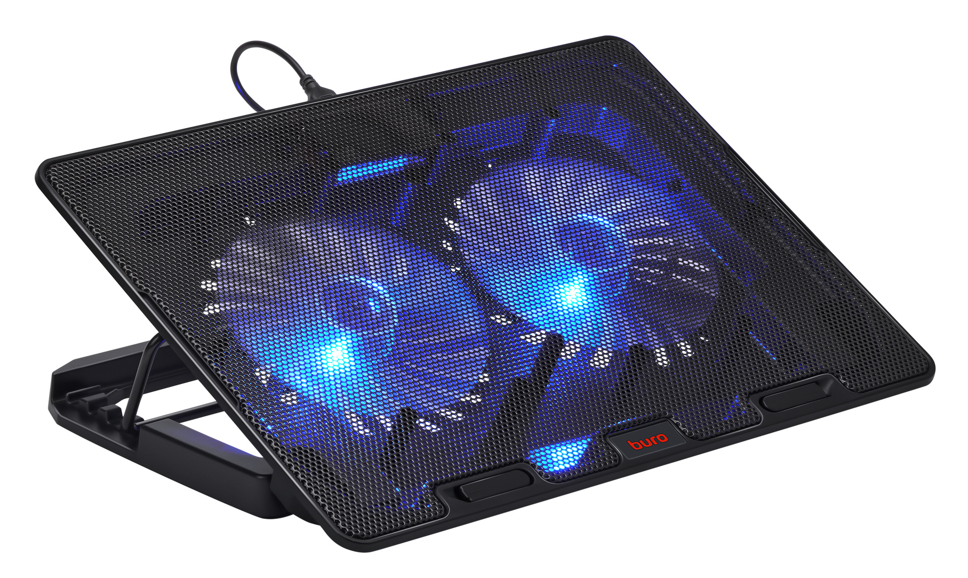 Подставка для ноутбука Buro BU-LCP156-B214H 15.6" 355x255x30мм 2xUSB 2x 140ммFAN 900г металлическая сетка/пластик черный