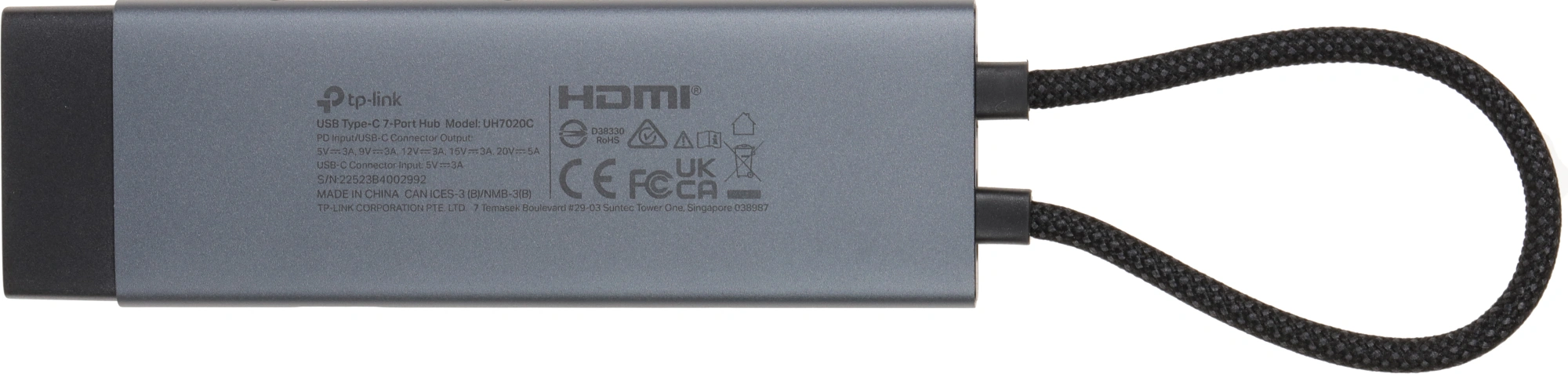 Разветвитель USB-C TP-Link UH7020C 2порт. серый