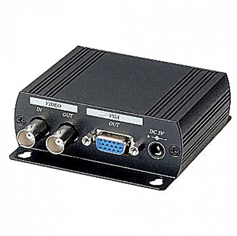 AD001H - Конвертер аналогового видеосигнала в VGA-сигнал, разрешение до 1280х1024, частота до 85Гц. Вход: BNC, выходы: VGA (D-коннектор, 15 pin), BNC.