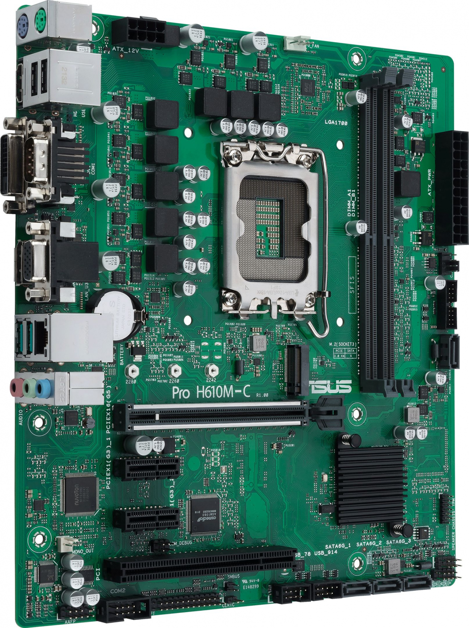 Материнская плата Asus PRO H610M-C-CSM Soc-1700 Intel H610 2xDDR5 mATX AC`97 8ch(7.1) GbLAN+VGA+DVI+HDMI+DP