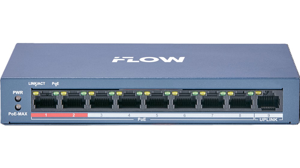 F-SW-EU209POE-V/L - неуправляемый коммутатор Value СЕРИЯ(100M, PoE) 8 RJ45 100M PoE с грозозащитой 6кВ, iFLOW