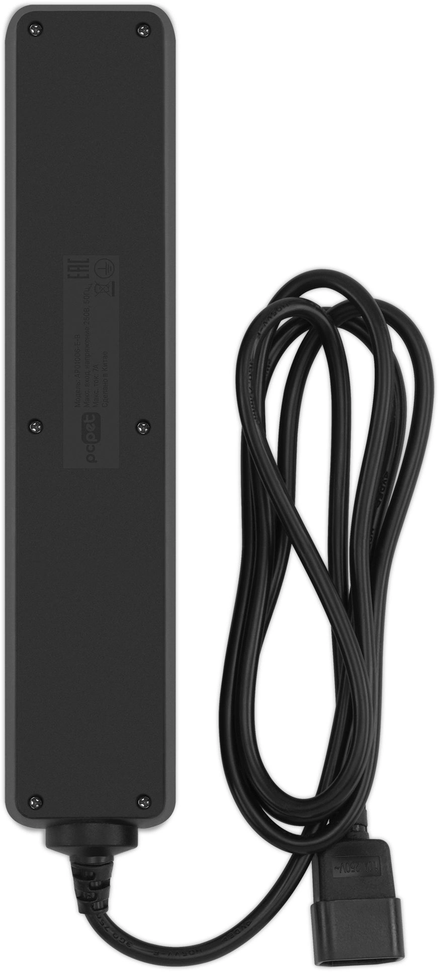 Сетевой фильтр PC Pet AP01006-E-B 1.8м (5 розеток) черный (пакет ПЭ)