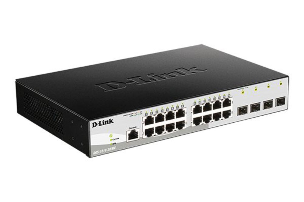 DGS-1210-20/ME/B1A Управляемый L2 коммутатор D-Link с 16 портами 10/100/1000Base-T и 4 портами 1000Base-X SFP