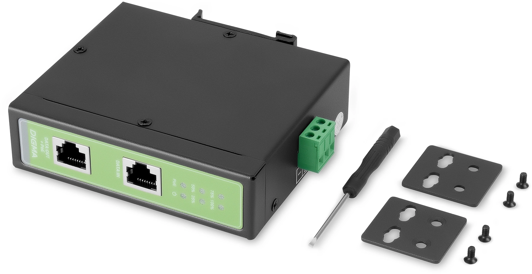 Инжектор PoE Digma DNP30W48GDXM 10/100/1000BASE-T 30Вт 37-57В(DC)