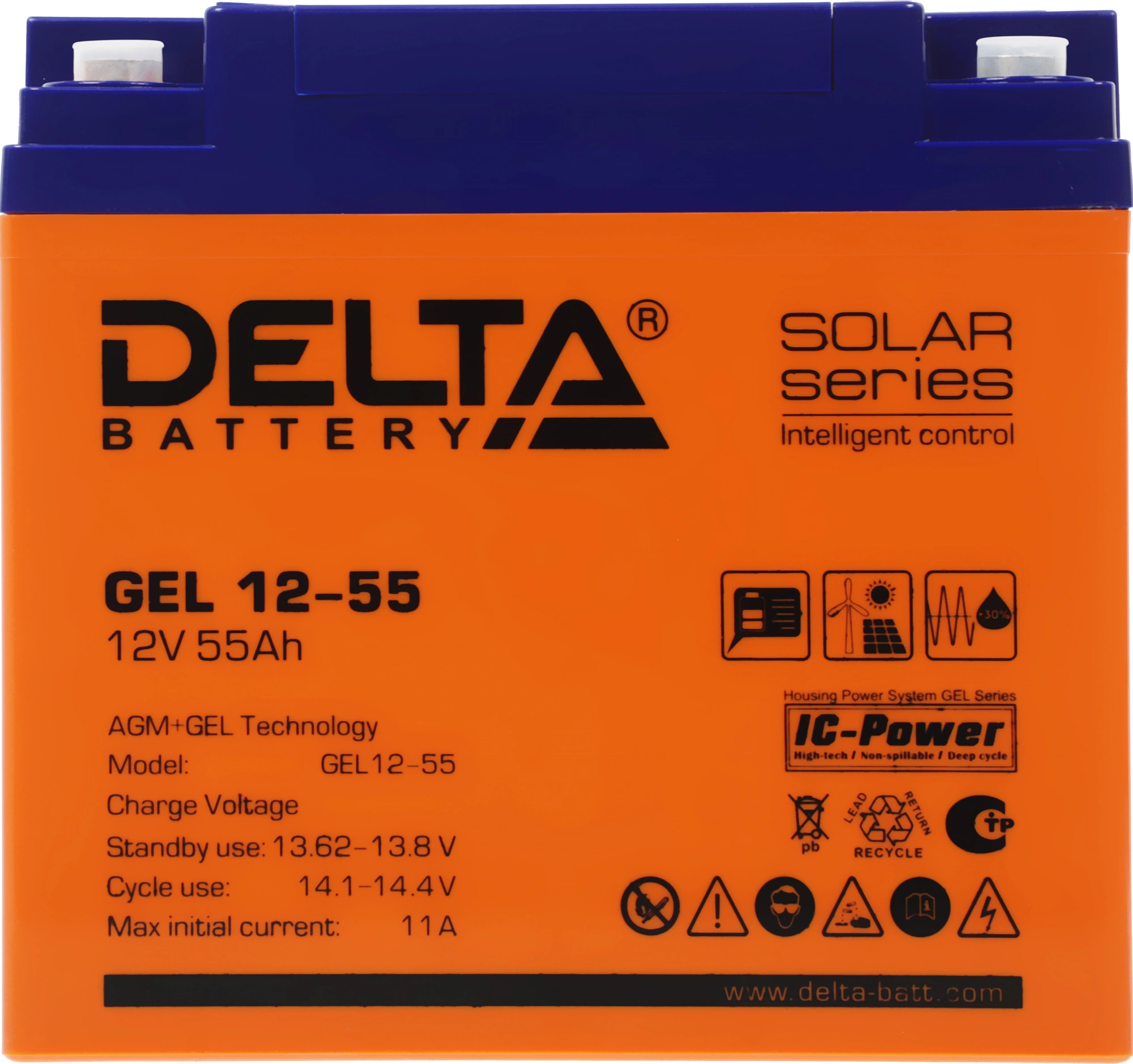 Батарея для ИБП Delta GEL 12-55 12В 55Ач