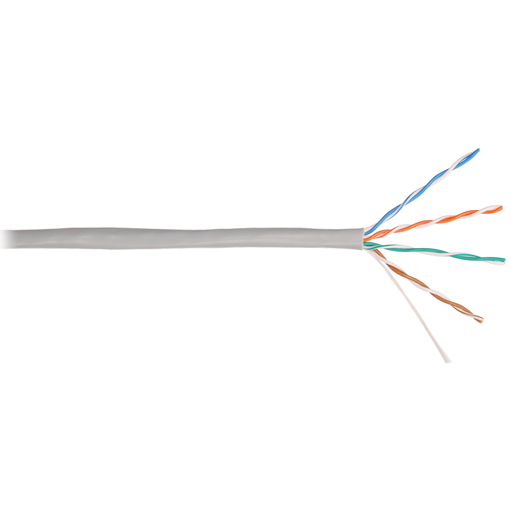 NKL 4100A-GY - Кабель NIKOLAN U/UTP 4 пары, Кат.5e (Класс D), тест по ISO/IEC, 100МГц, одножильный, BC (чистая медь), 24AWG (0,50мм), внутренний, PVC нг(А), серый, 305м