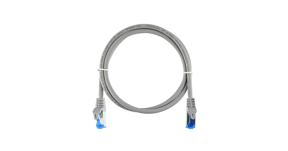 NMC-PC4UA55B-ES-020-C-GY - Коммутационный шнур NIKOMAX U/UTP 4 пары, Кат.6а,  500МГц, 	2xRJ45/8P8C, T568B, заливной, с защитой защелки, многожильный, 24 (7x0,175 ± 0,01 мм), LSZH нг(А)-HFLTx, серый, 2 м