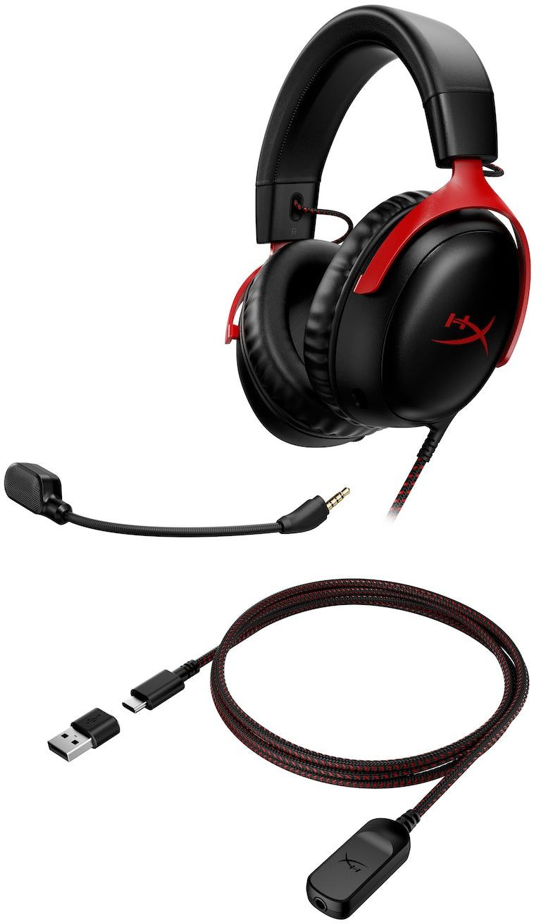 Наушники с микрофоном HyperX Cloud III черный/красный 1.2м мониторные оголовье (727A9AA)