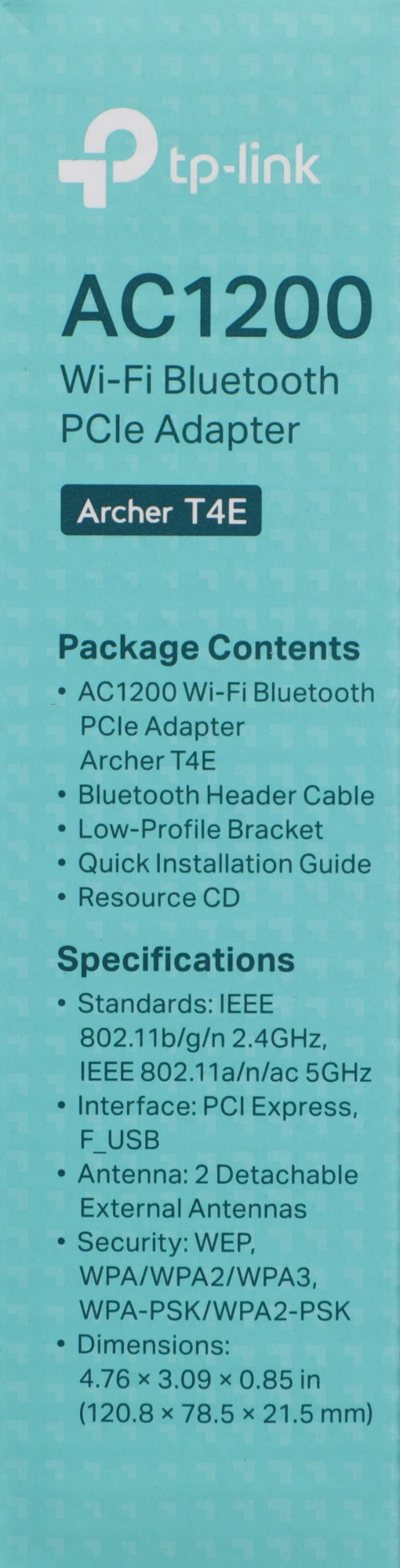 Сетевой адаптер Wi-Fi TP-Link Archer T4E AC1200 PCI Express (ант.внеш.съем) 2ант.