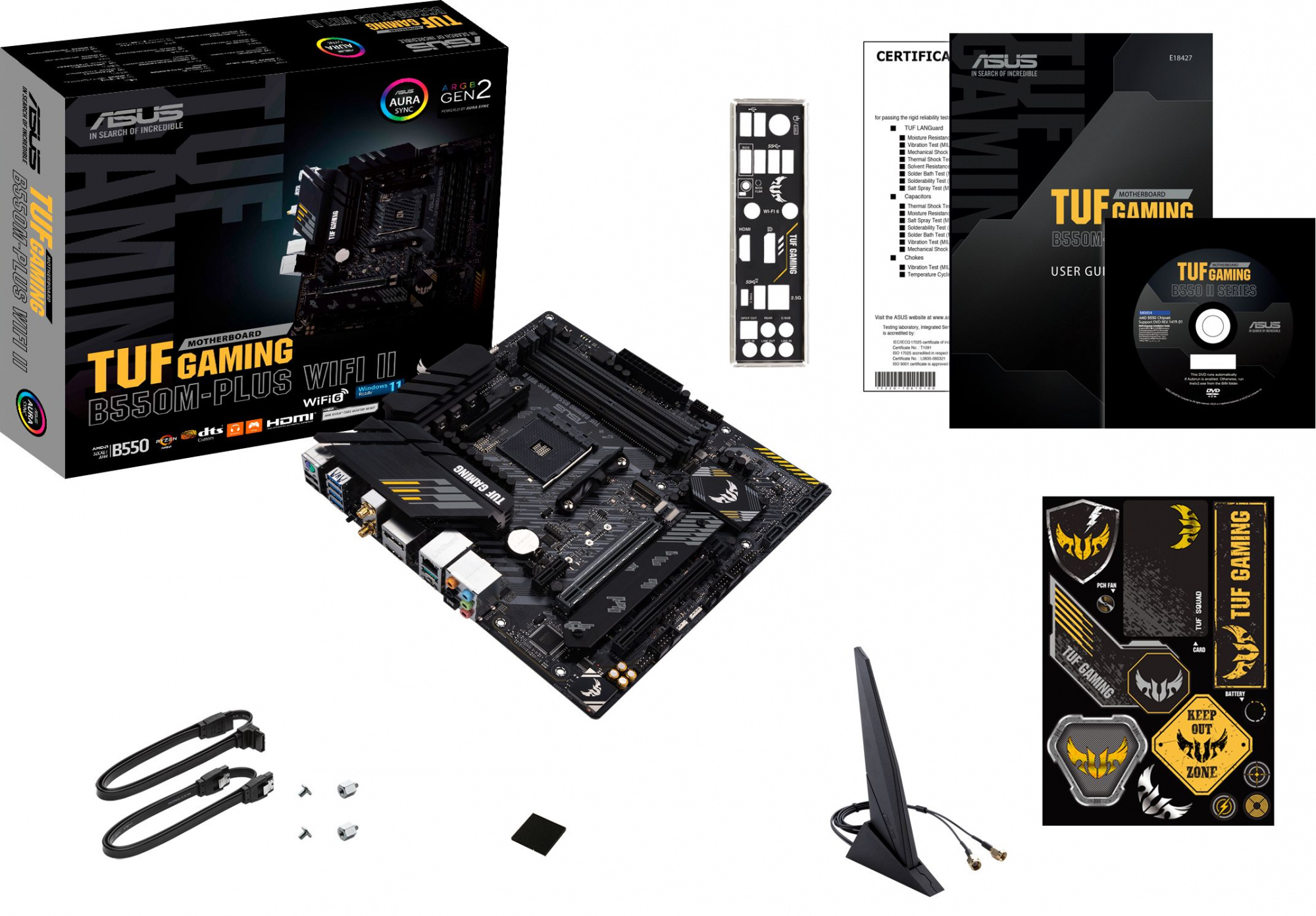 Материнская плата Asus TUF GAMING B550M-PLUS WIFI II Soc-AM4 AMD B550 4xDDR4 mATX AC`97 8ch(7.1) 2.5Gg RAID+HDMI+DP