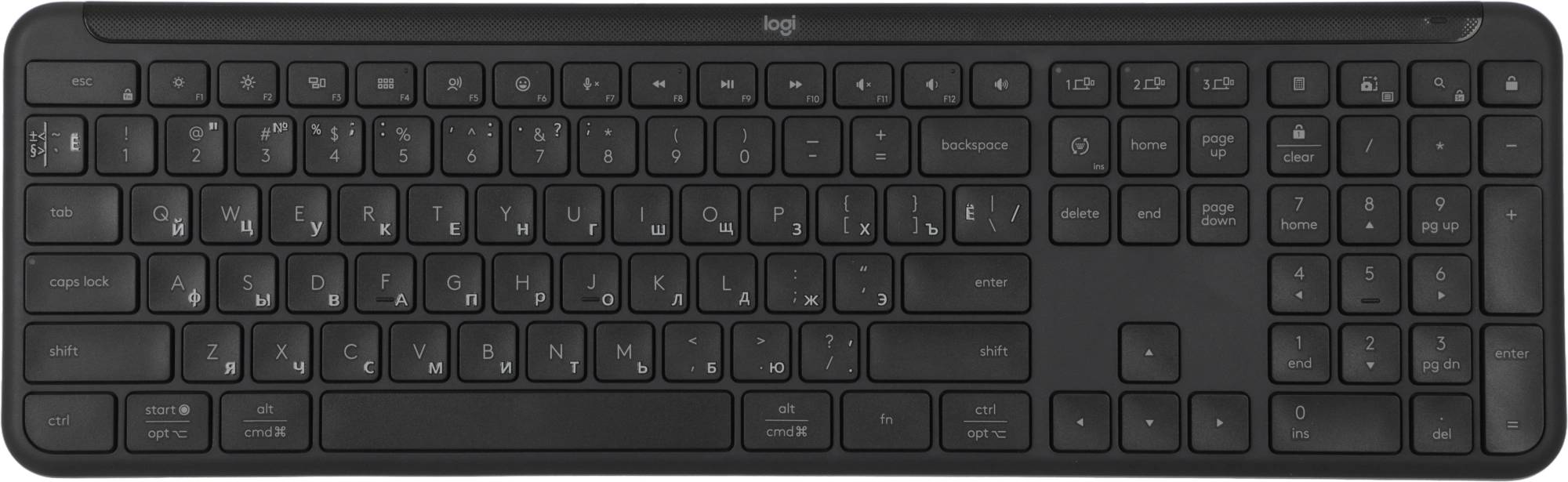 Клавиатура Logitech K950 черный USB беспроводная BT/Radio slim (920-012434)