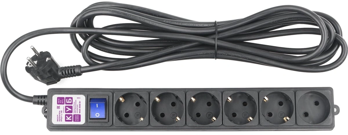 Сетевой фильтр Powercube SPG6-B2 5м (6 розеток) черный (коробка)