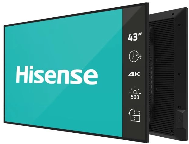 Панель Hisense 43" 43DM66D черный LED 8ms 16:9 HDMI M/M матовая 1200:1 500cd 178гр/178гр 3840x2160 DP 4K USB 8.5кг
