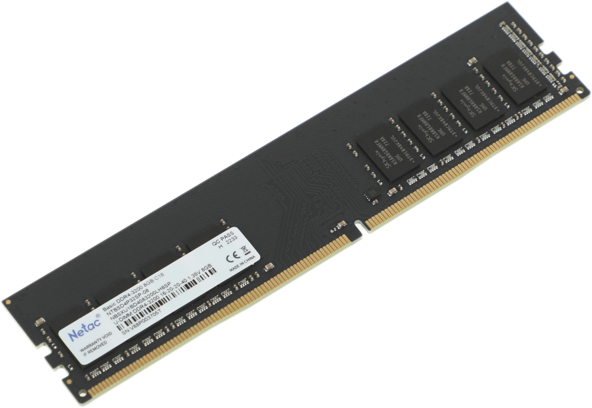Память DDR4 8Gb 3200MHz Netac NTBSD4P32SP-08 Basic RTL PC4-25600 CL16 DIMM 288-pin 1.35В single rank Ret