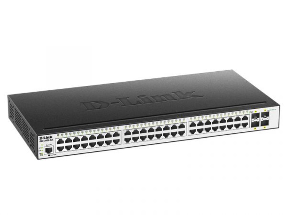 DGS-3000-52L/B1A Управляемый L2 коммутатор с 48 портами 10/100/1000Base-T и 4 портами 1000Base-X SFP