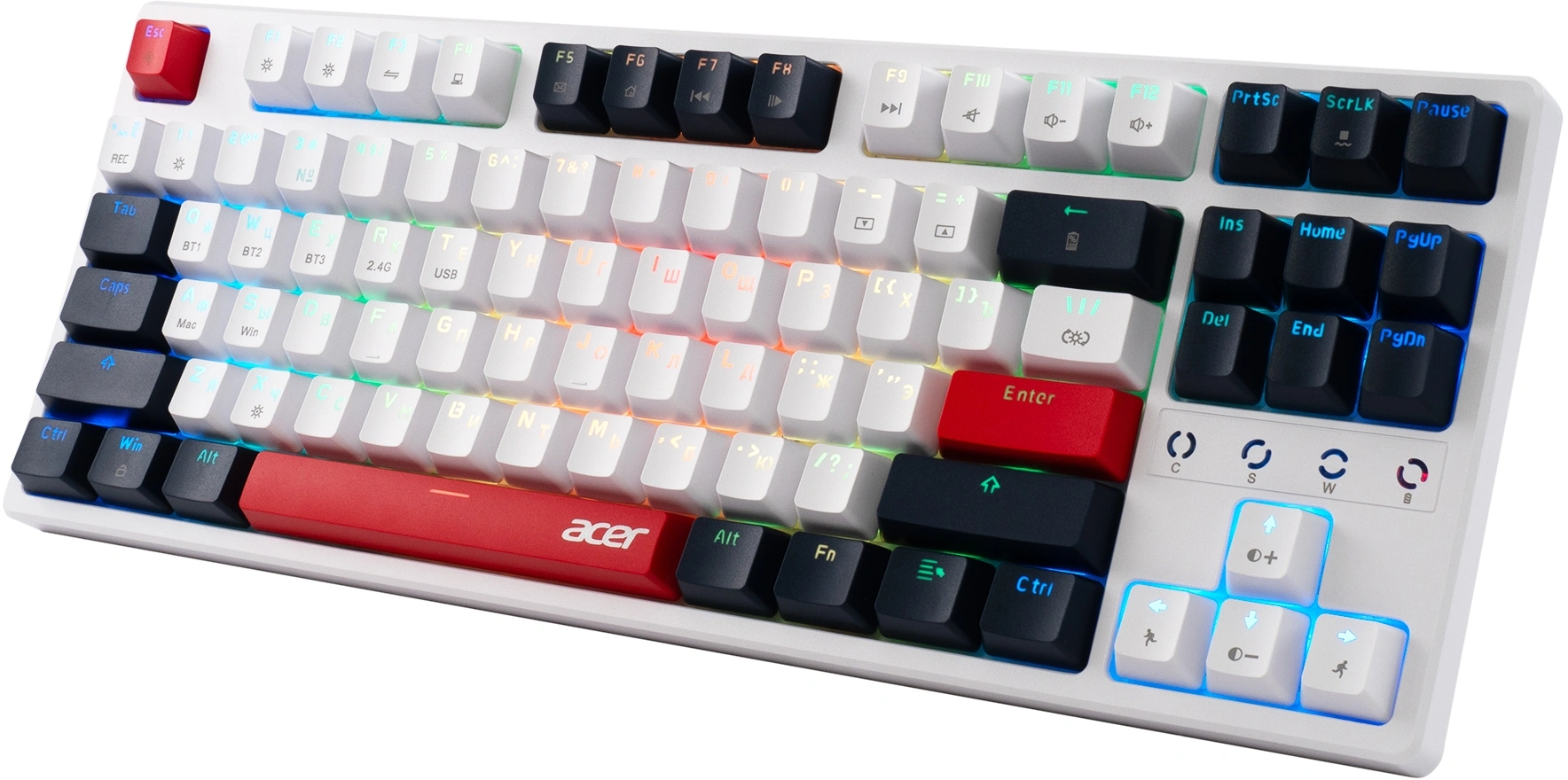 Клавиатура Acer OKR302 механическая белый USB беспроводная BT/Radio for gamer LED (ZL.KBDEE.016) кабель 1.6м