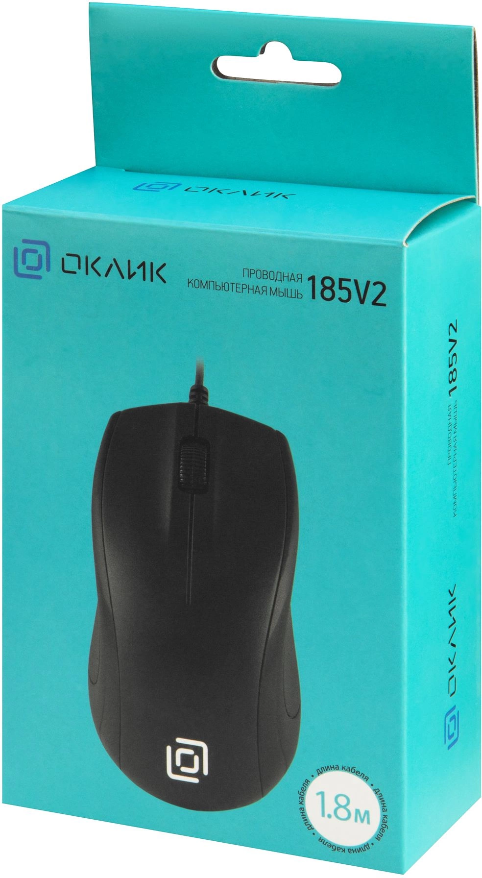 Мышь Оклик 185V2 черный оптическая 1200dpi USB для ноутбука 3but (1185962)