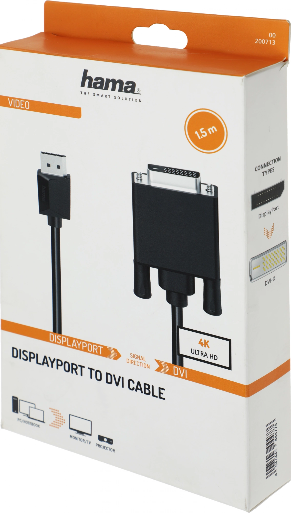 Кабель Hama H-200713 DVI-D Dual Link (m) DisplayPort (m) 1.5м (00200713) черный