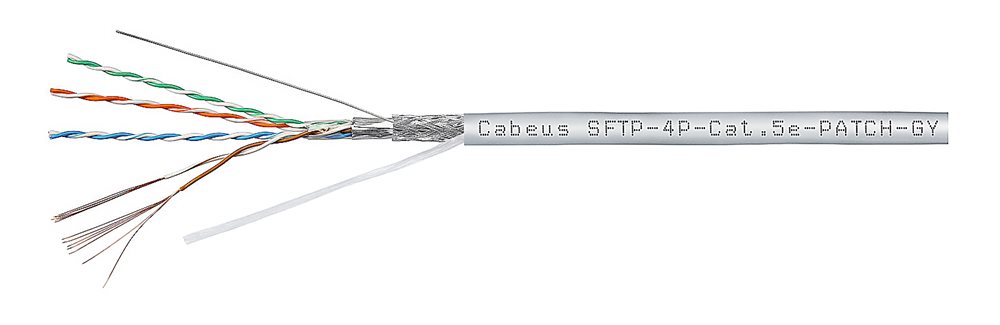 Cabeus SFTP-4P-Cat.5e-PATCH-GY - Кабель витая пара экранированная SFTP (SF/UTP), категория 5e, 4 пары, многожильный (305 м)