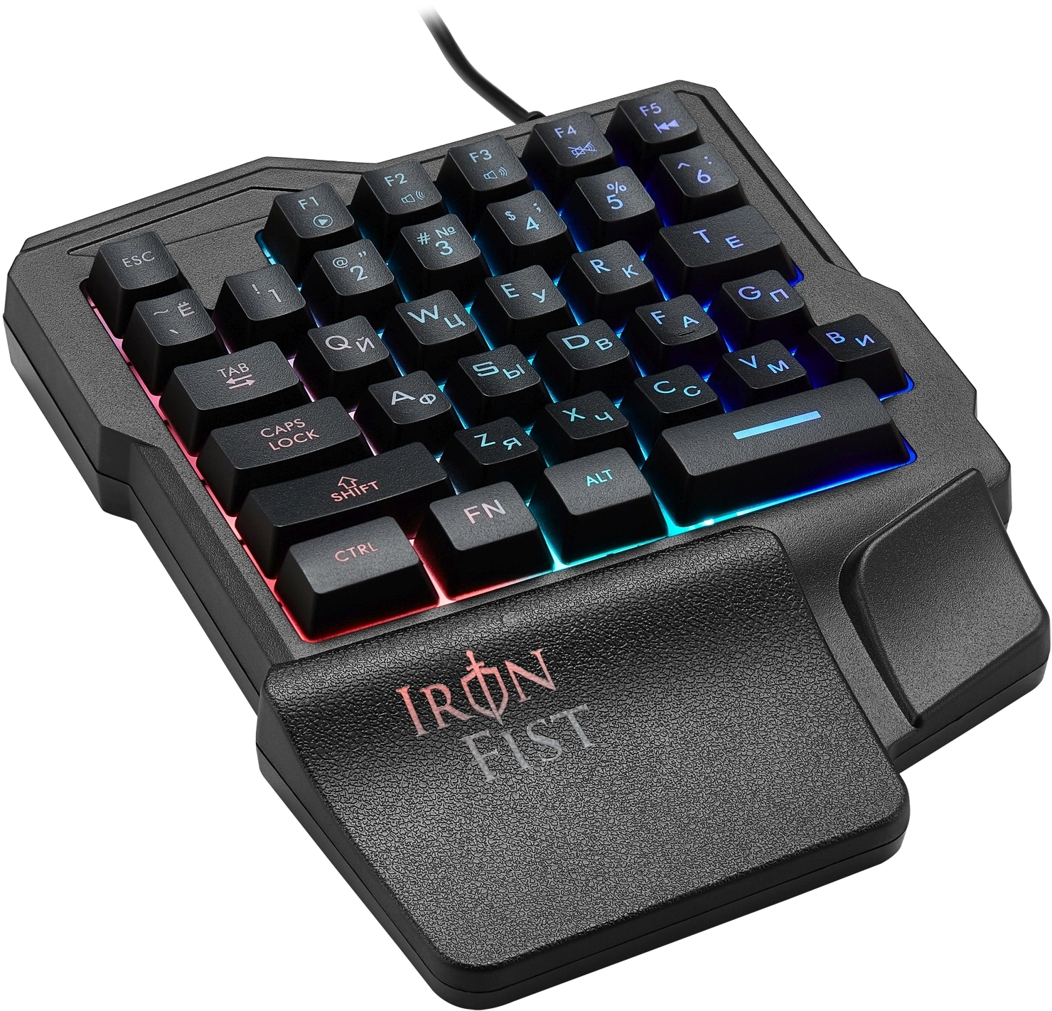 Игровой блок Оклик 701G IRON FIST черный USB for gamer LED (подставка для запястий) (1196590)