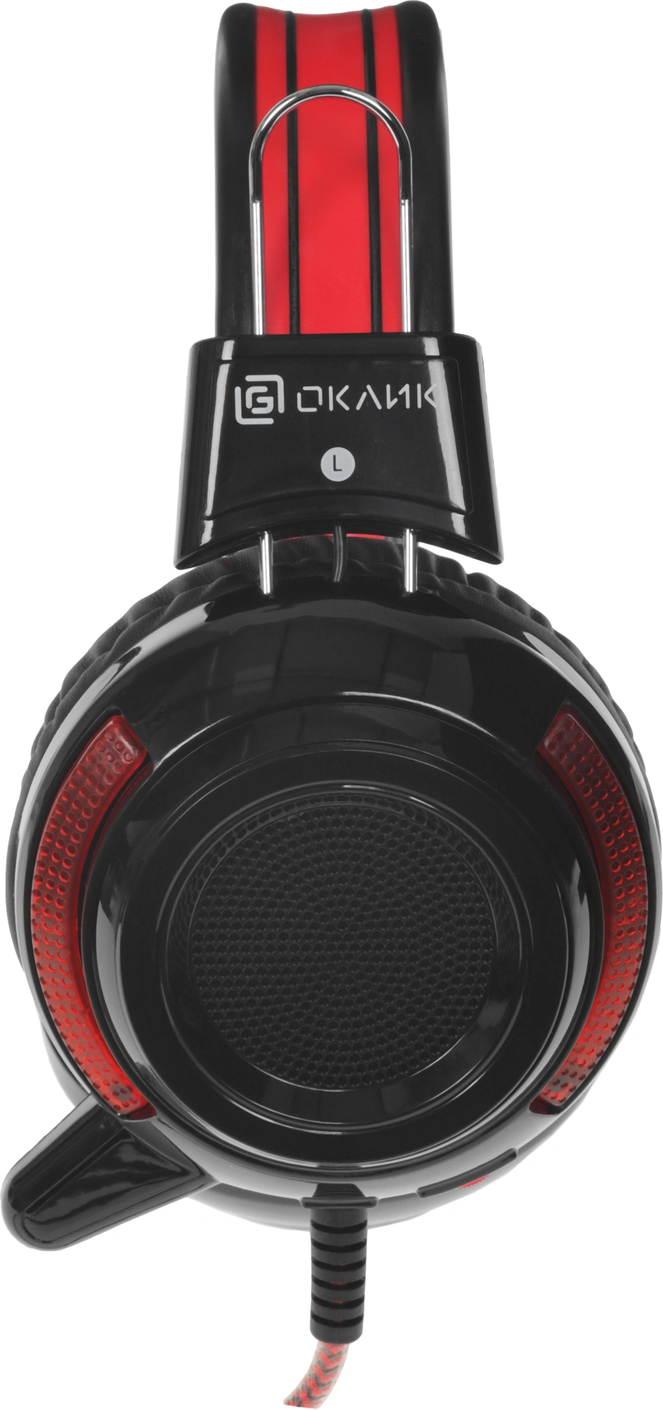 Наушники с микрофоном Оклик HS-G300 ARMAGEDDON черный/красный 2.2м мониторные оголовье (337457)