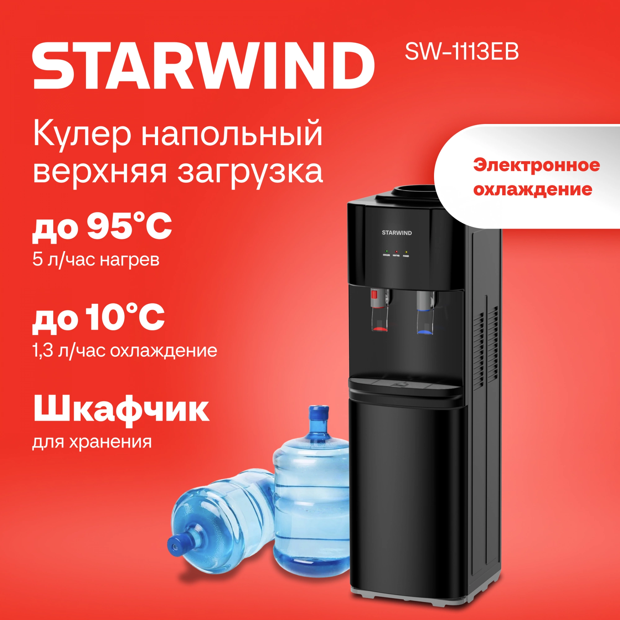 Кулер Starwind SW-1113EB напольный электронный черный