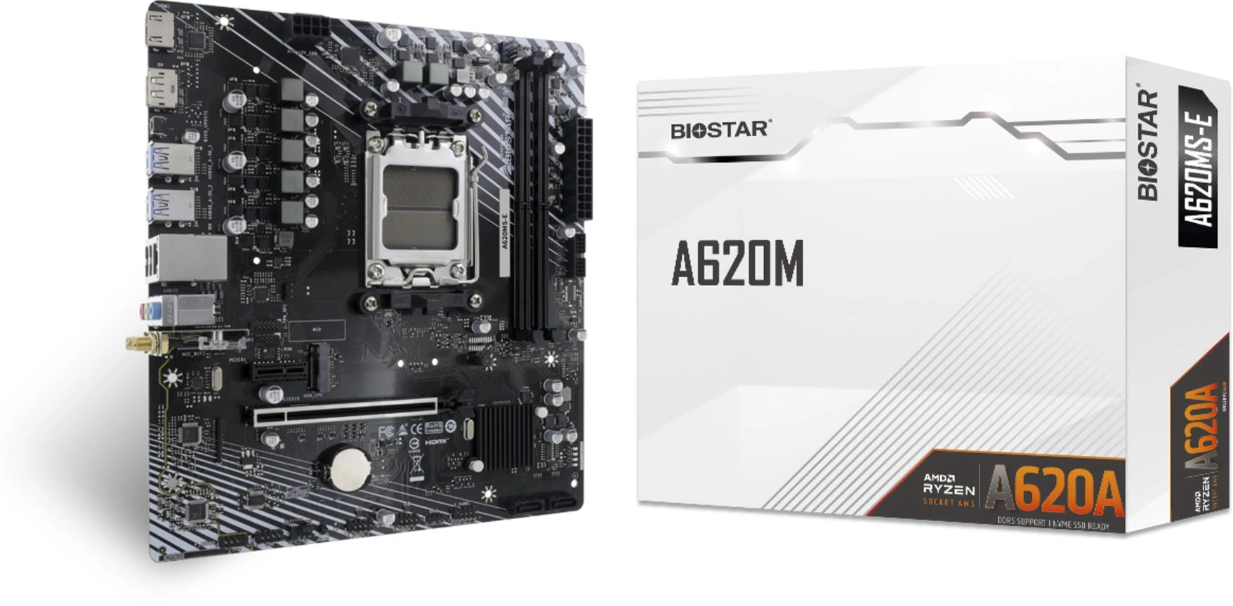Материнская плата Biostar A620MS-E Socket AM5 AMD A620A 2xDDR5 mATX AC`97 8ch(7.1) GbLAN RAID+HDMI+DP