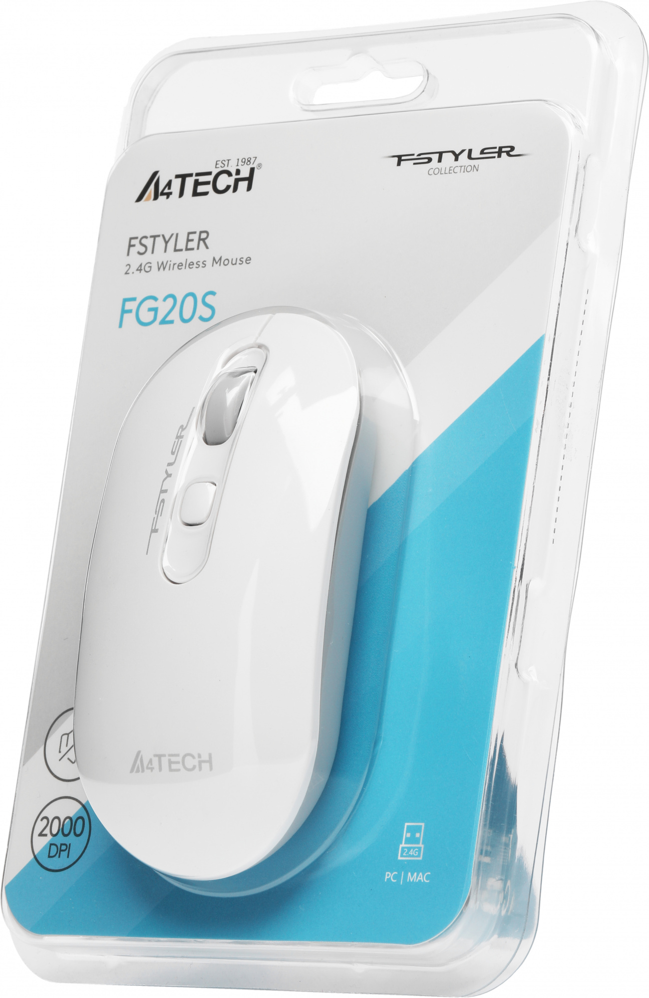 Мышь A4Tech Fstyler FG20S белый/серый оптическая 2000dpi silent беспров. USB для ноутбука 3but (FG20S USB WHITE)