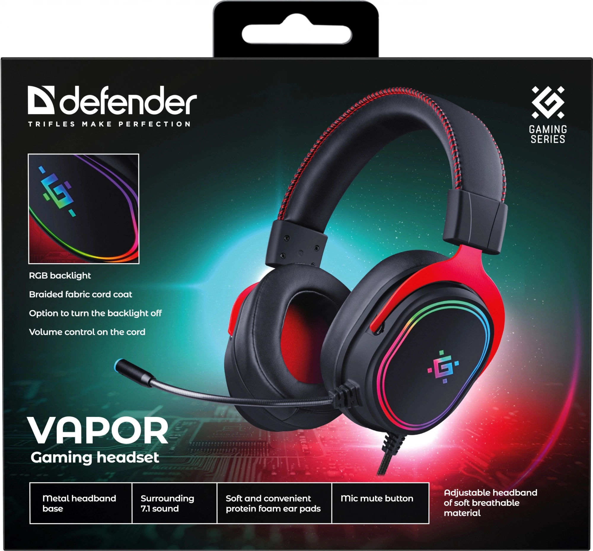 Наушники с микрофоном Defender Vapor черный 2.2м накладные USB оголовье (64584)