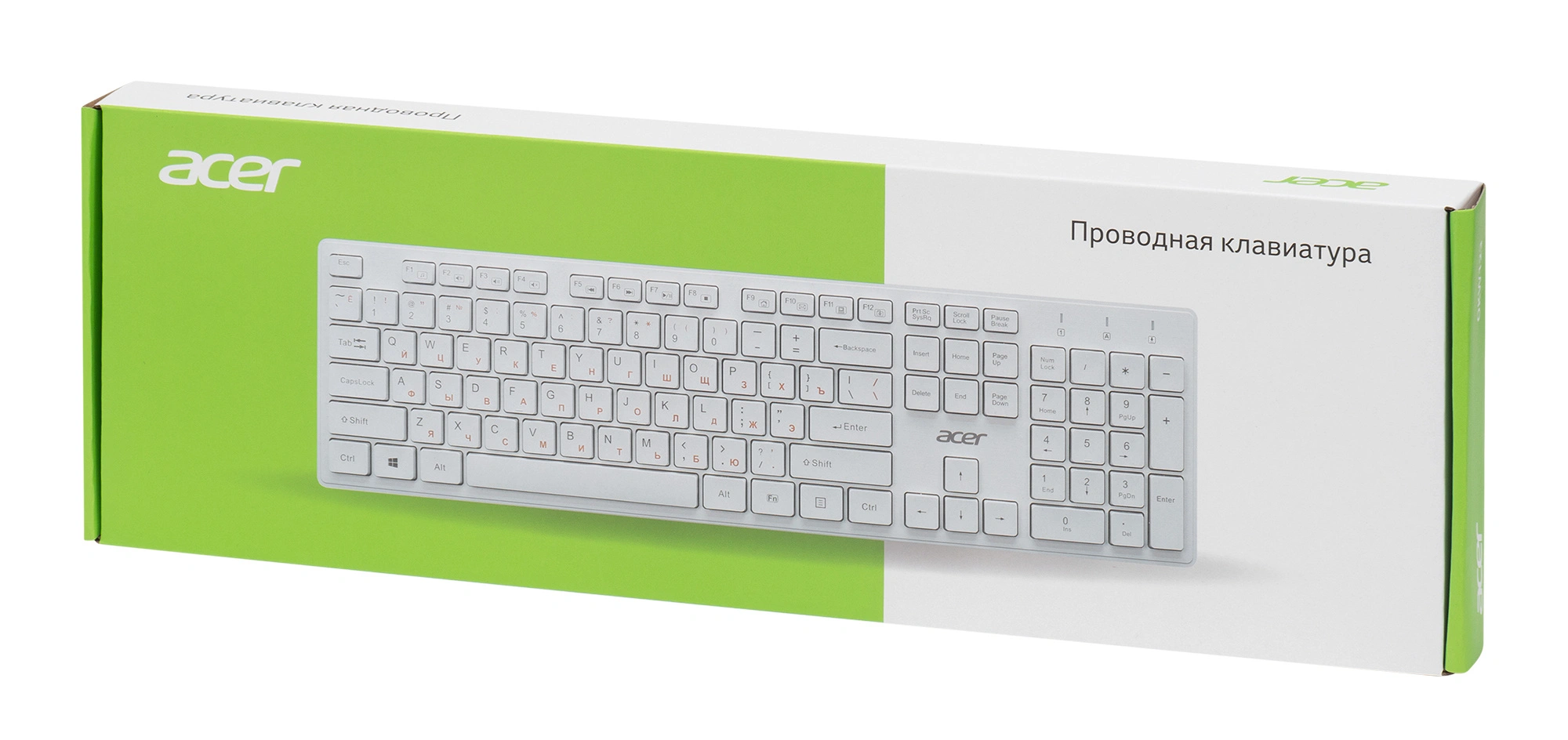 Клавиатура Acer OKW123 белый USB Multimedia (ZL.KBDEE.00D) кабель 1.5м