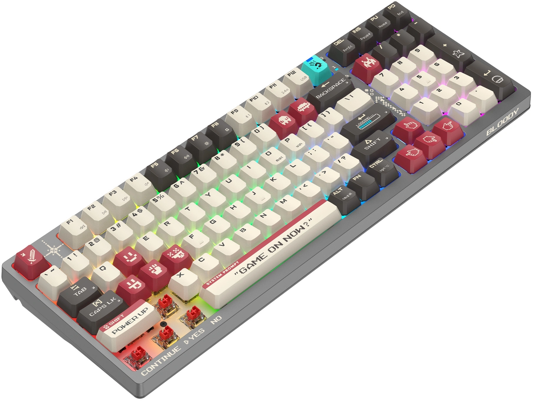 Клавиатура A4Tech WS98 Pixels механическая темно-серый/белый USB беспроводная BT/Radio for gamer LED (WS98)
