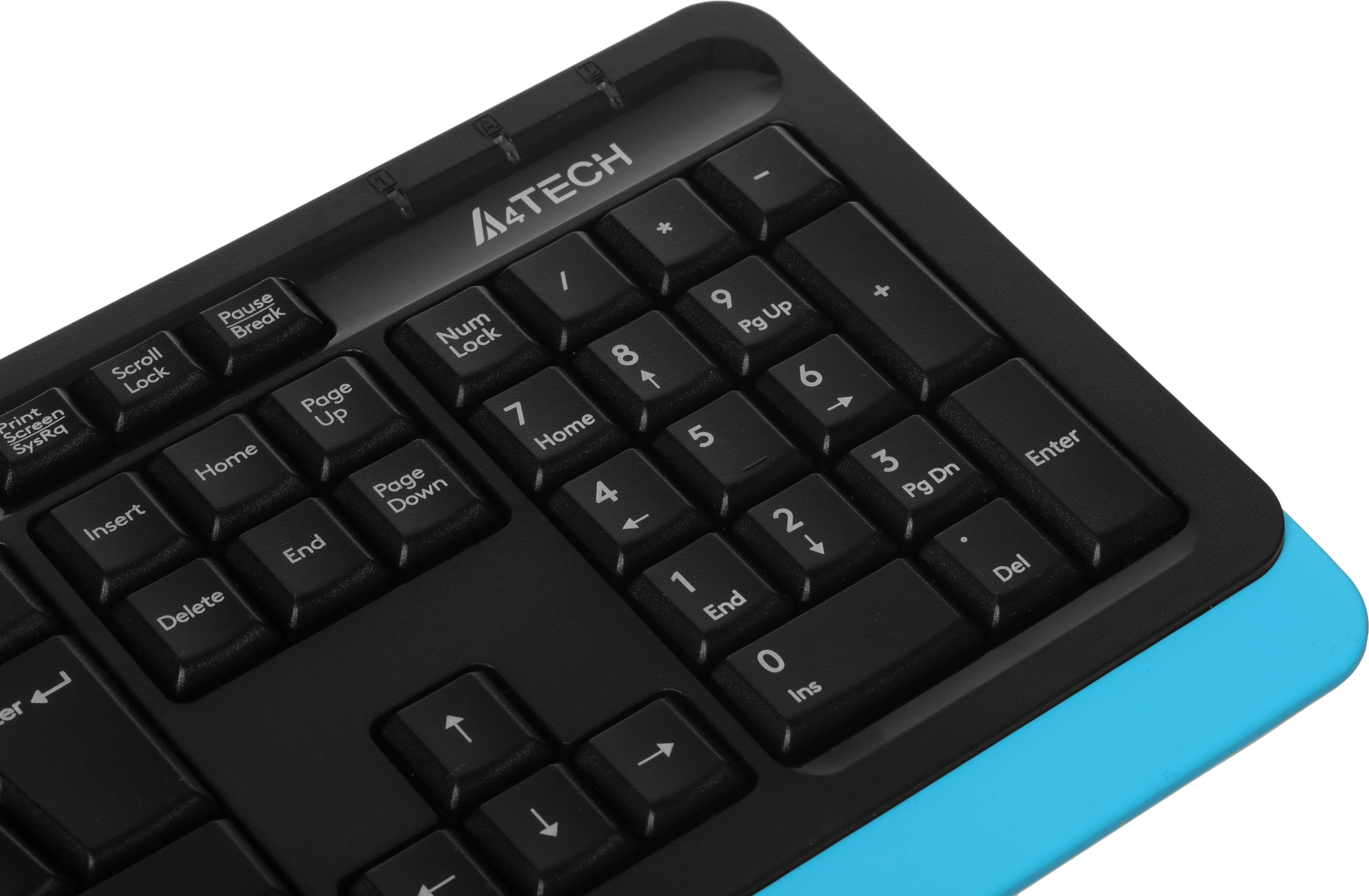 Клавиатура A4Tech FKS10 черный/синий USB (подставка для запястий) (FKS10 BLUE) кабель 1.5м