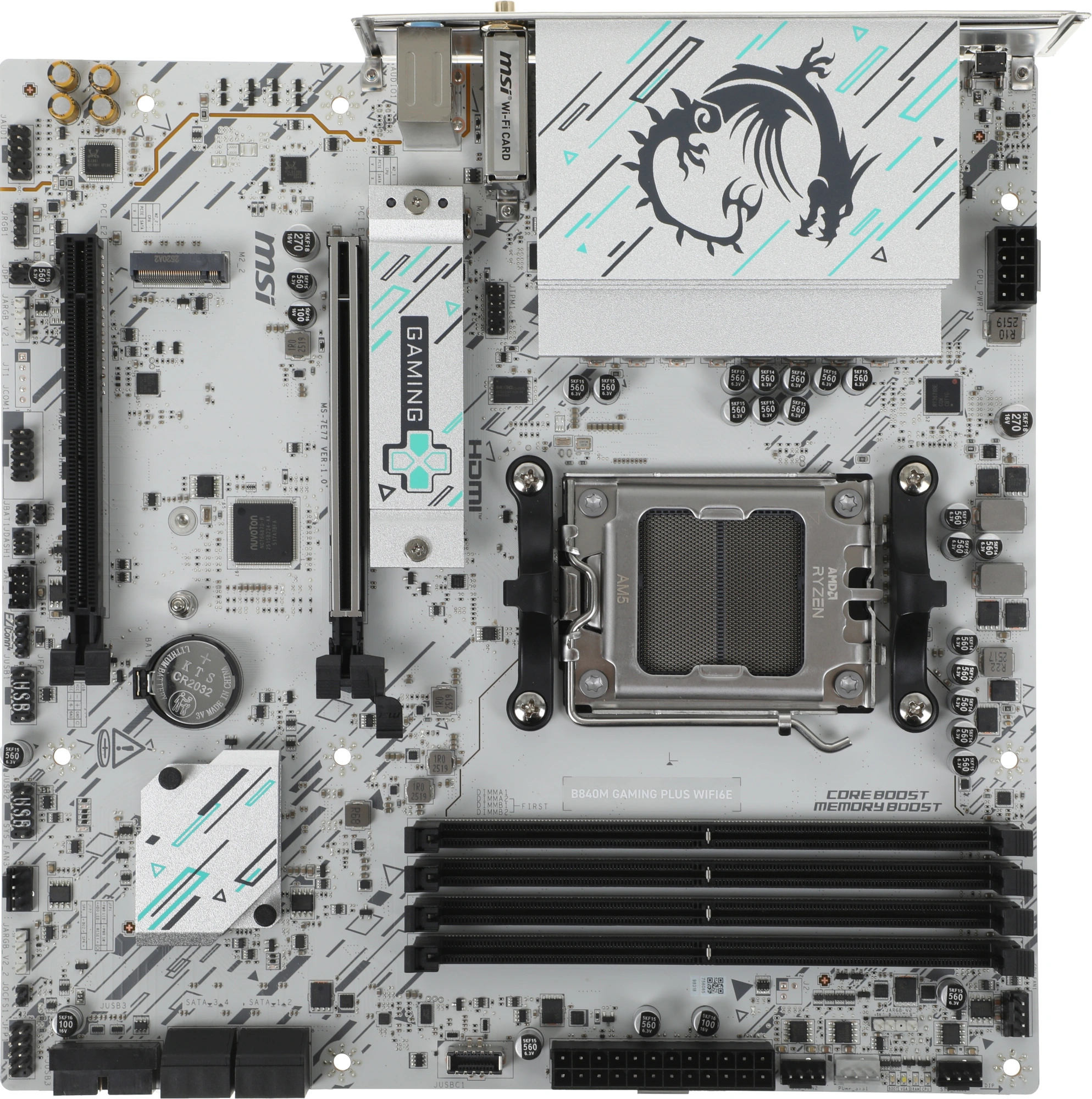 Материнская плата MSI B840M GAMING PLUS WIFI6E Socket AM5 AMD B840 4xDDR5 mATX AC`97 8ch(7.1) 2.5Gg RAID+HDMI