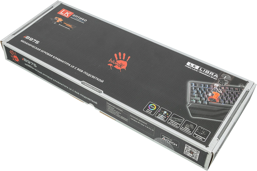 Клавиатура A4Tech B975 механическая черный USB Multimedia for gamer LED (подставка для запястий) кабель 1.8м