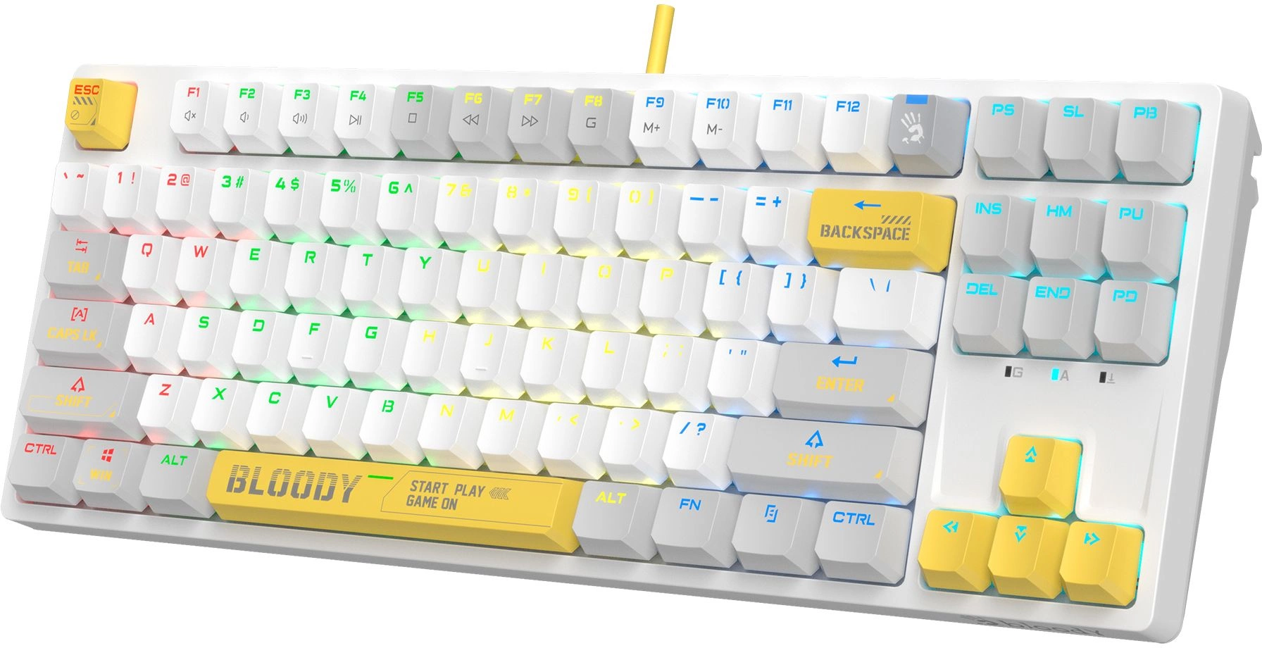 Клавиатура A4Tech S87 Energy механическая белый USB for gamer LED (S87 USB ENERGY WHITE) кабель 1.8м
