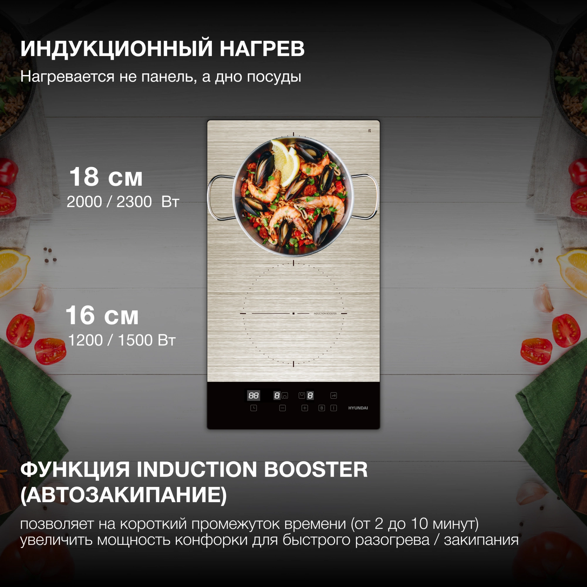 Индукционная варочная поверхность Hyundai HHI 3772 GR серебристый