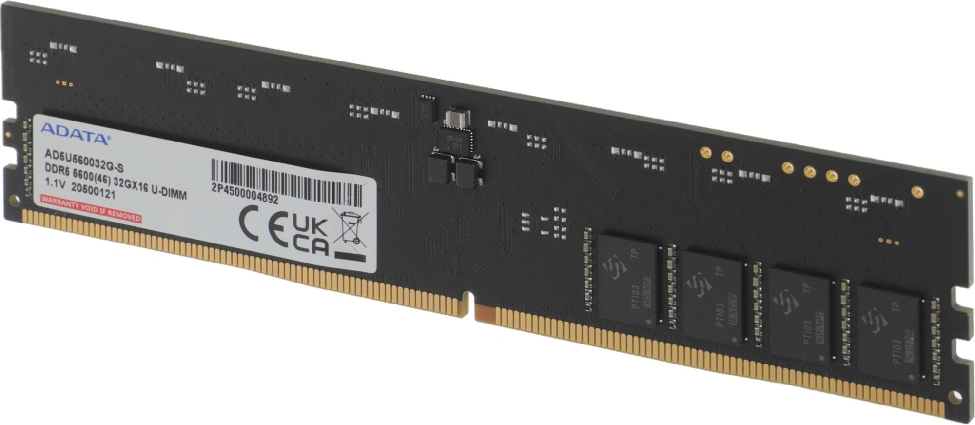 Память DDR5 32GB 5600MHz A-Data AD5U560032G-S RTL PC5-44800 CL46 DIMM 288-pin 1.1В single rank Ret