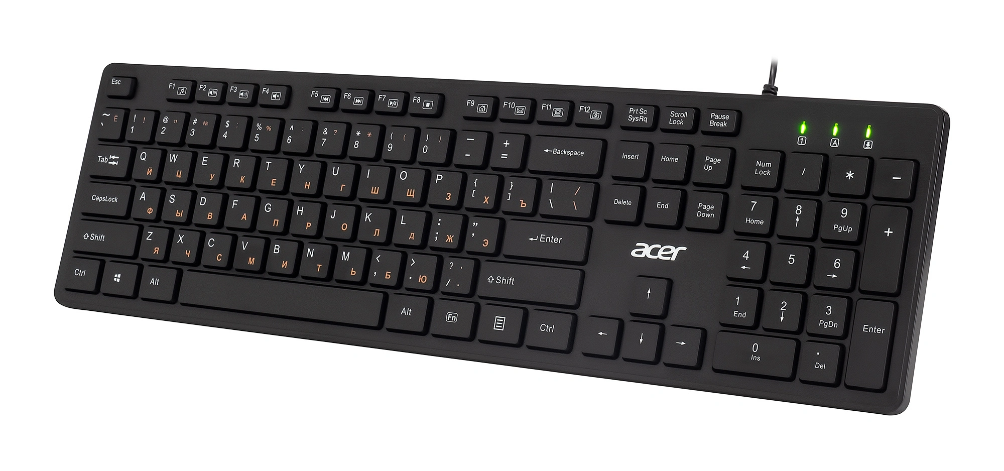 Клавиатура Acer OKW122 черный USB Multimedia (ZL.KBDEE.00C) кабель 1.5м