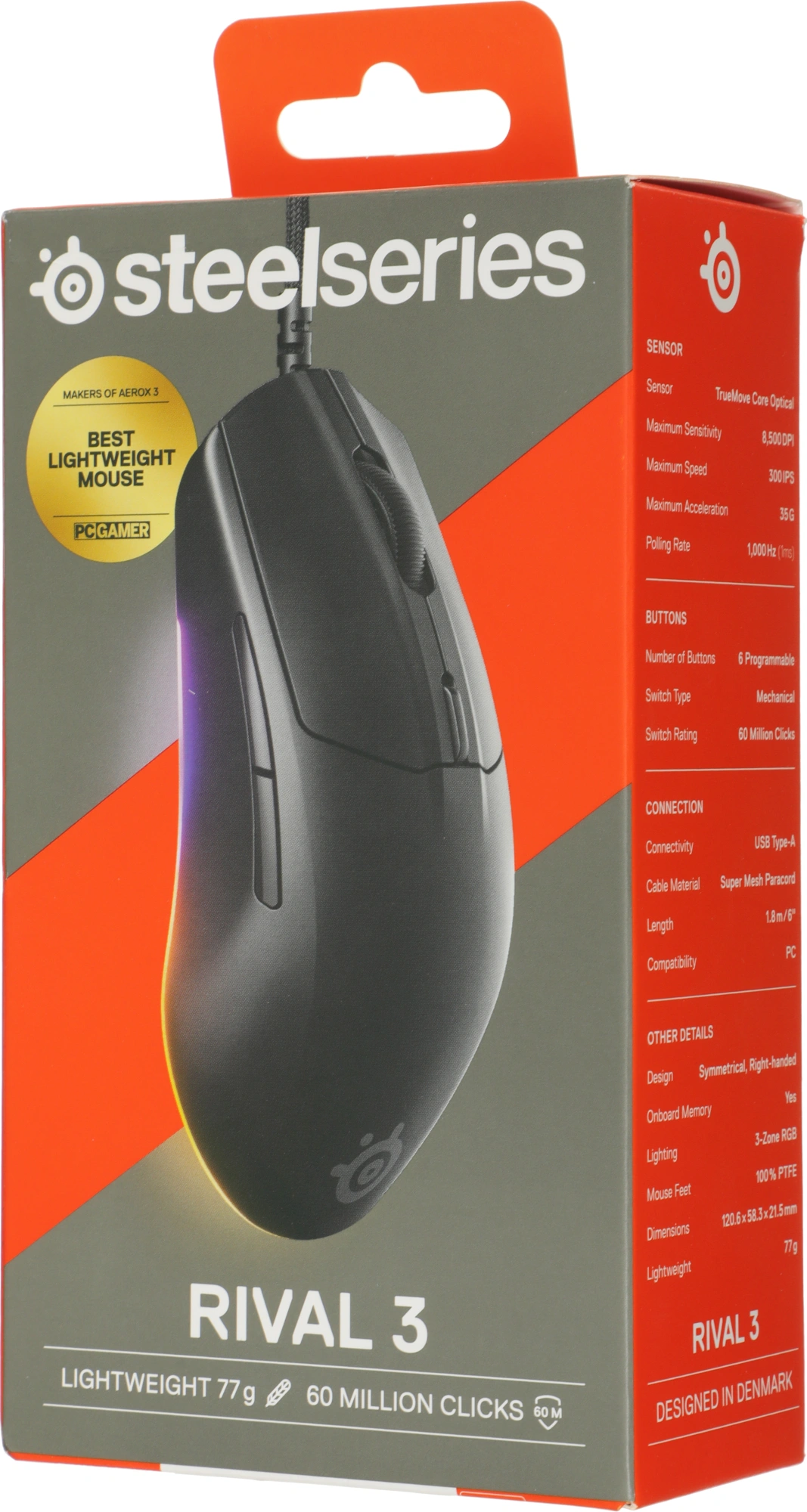 Мышь Steelseries Rival 3 Gen 2 черный оптическая 8500dpi USB 5but (62515)