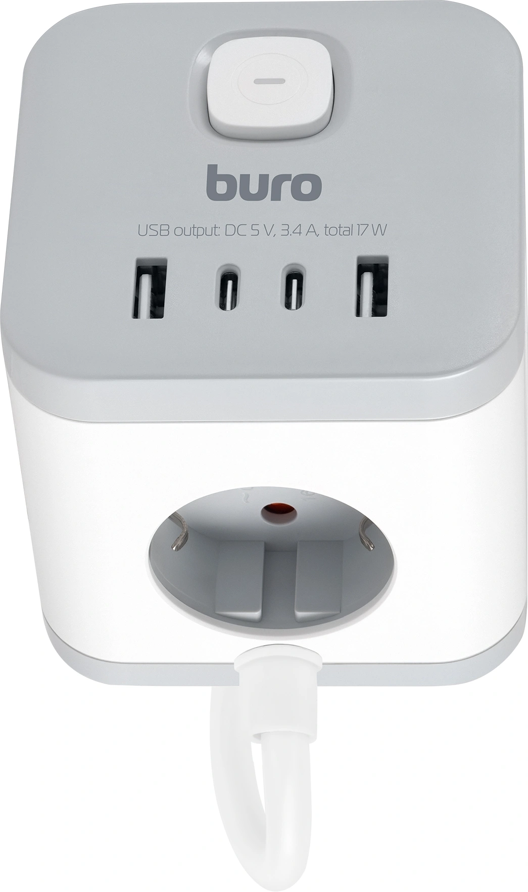 Сетевой удлинитель Buro BU-PC3.1UС-W 1.5м (3 розетки) белый (коробка)