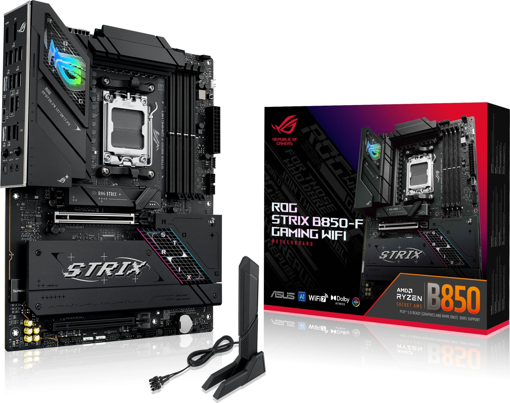 Материнская плата Asus ROG STRIX B850-F GAMING WIFI Socket AM5 AMD B850 4xDDR5 ATX AC`97 8ch(7.1) 2.5Gg RAID+HDMI+DP