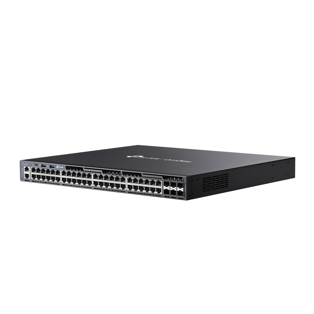 SG6654X - Omada 48-портовый гигабитный управляемый стекируемый коммутатор L3 с 6 слотами 10G SFP+. Порты: 48 х гигабитных портов RJ45, 6 х слотов 10G SFP+, консольный порт RJ45/USB Type-C, Management-порт, 2 х порта USB 2.0, TP-link
