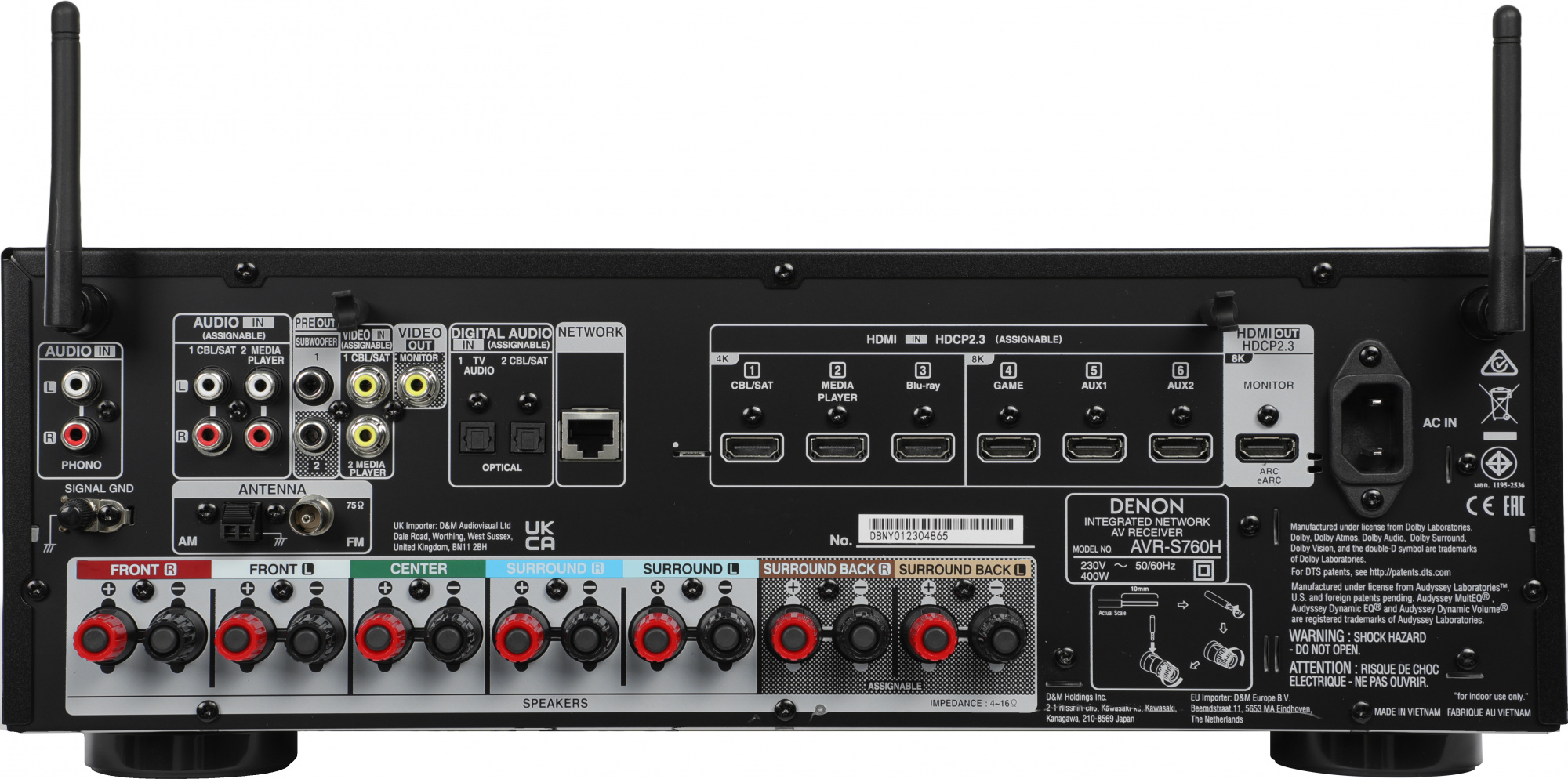 Ресивер AV Denon AVR-S760H 7.2 черный