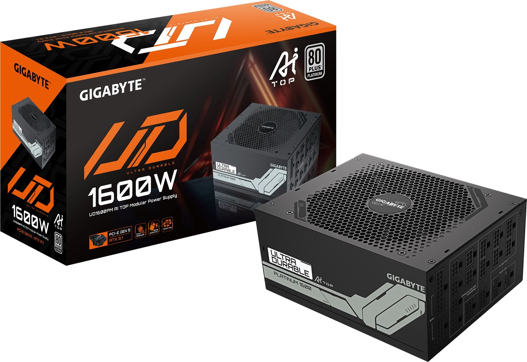 Блок питания Gigabyte ATX 1600W GP-UD1600PM PG5 Gen.5 80+ platinum (20+4pin) APFC 120mm fan 16xSATA Cab Manag RTL